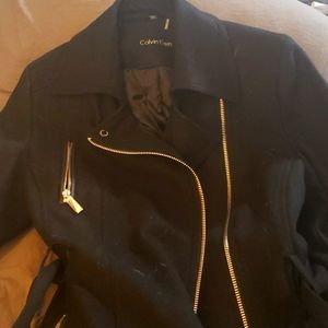Calvin Klein wool motorcycle coat